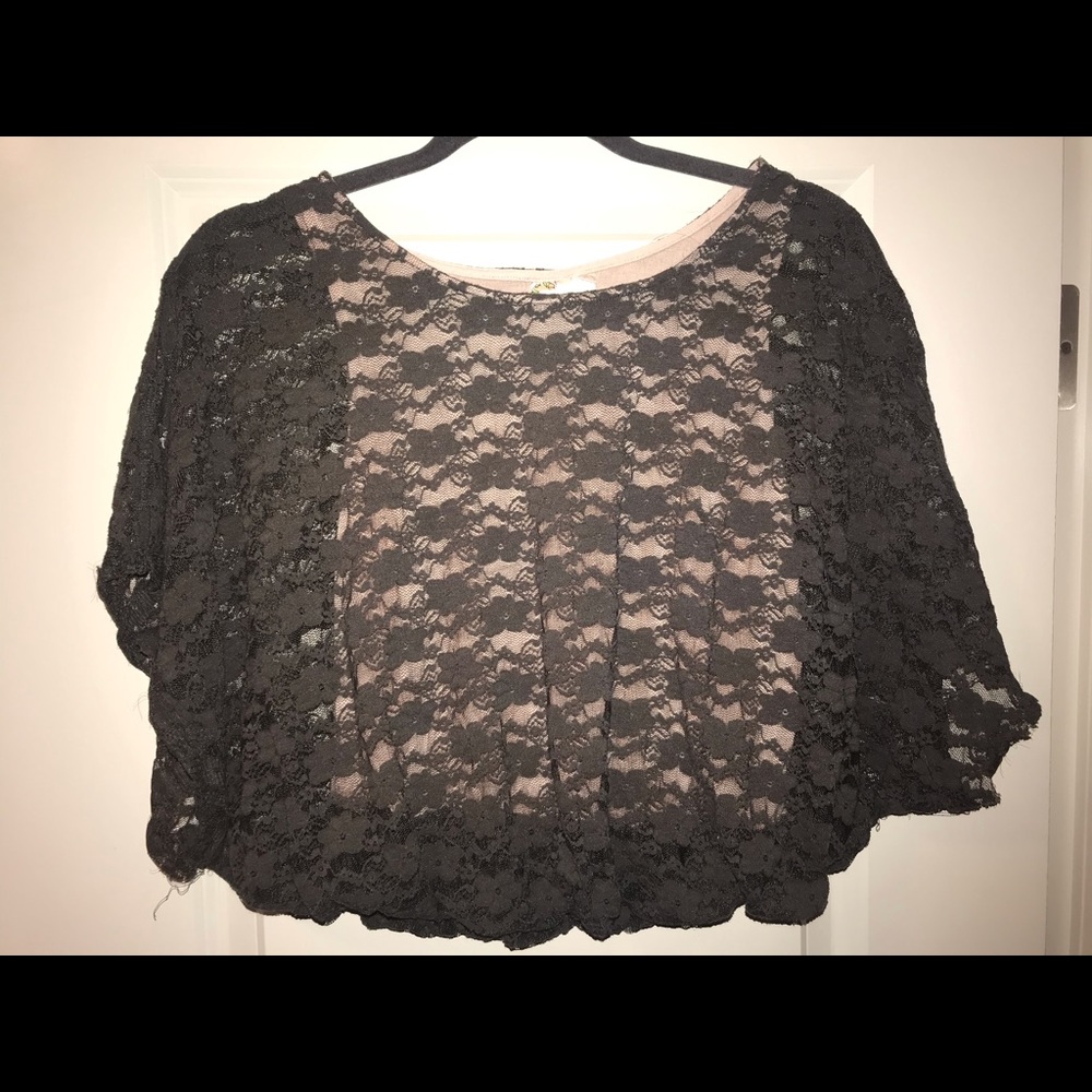 Grey lace crop top